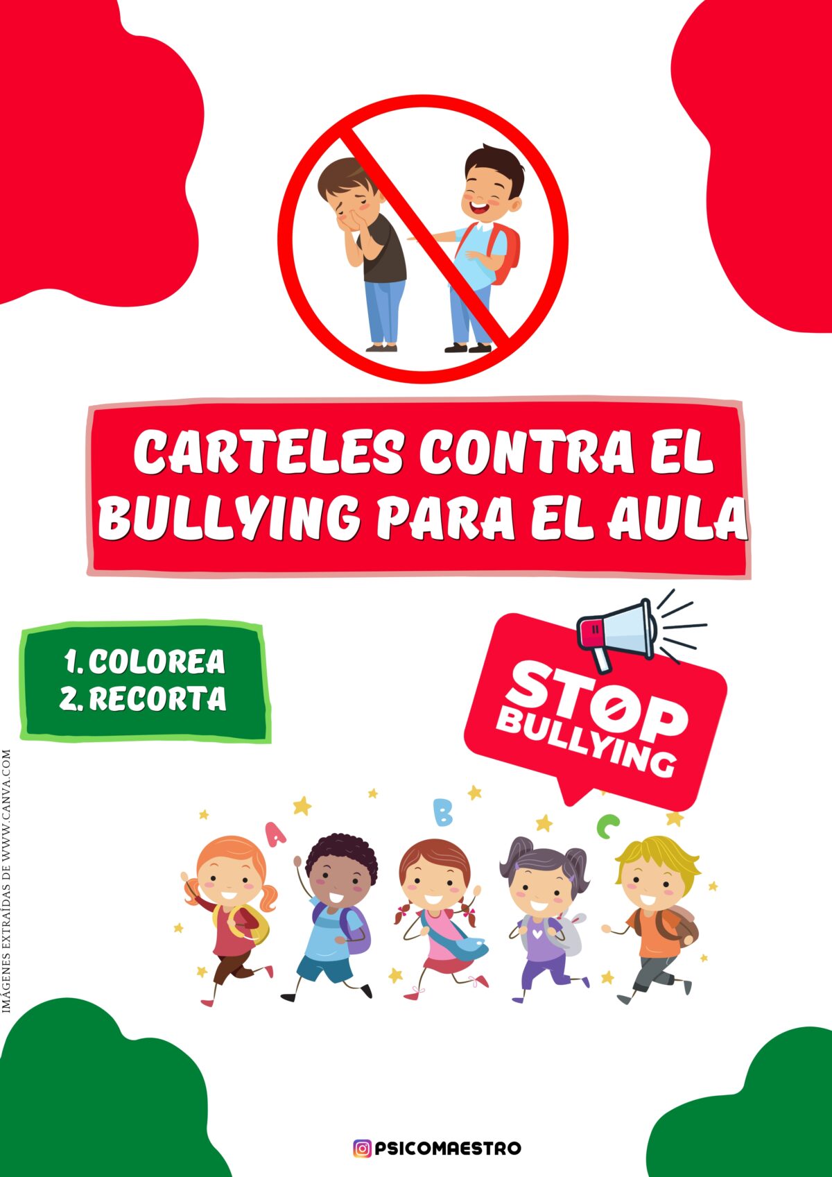 CARTELES PARA PREVENIR EL ACOSO ESCOLAR (BULLYING) - Aula En Juego