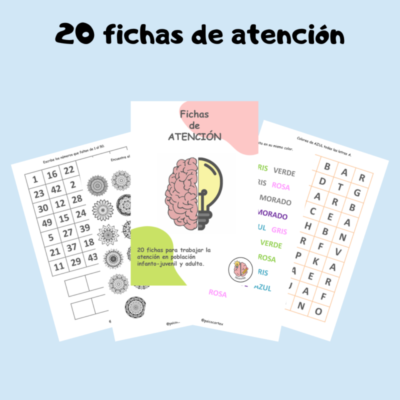 20 FICHAS DE ATENCIÓN - Aula en Juego